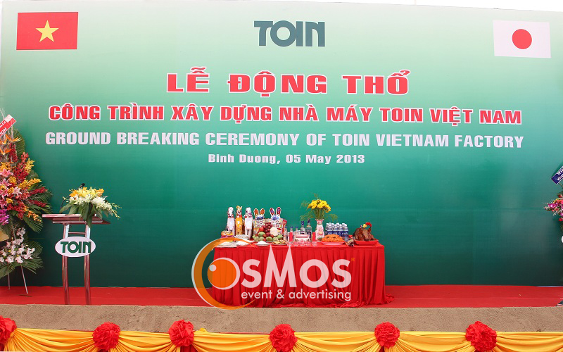 Tổ chức sự kiện lễ khởi công nhà máy Toin Việt Nam tại Bình Dương